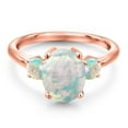 thumbnail image 3 of Gem Stone King 2.20 Ct Oval Cabochon White Simulated Opal 18K Rose Gold Plated Silver Ring, 3 of 6