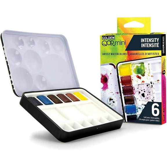QoR Intensity Half Pan Set by GOLDEN, 6 Half Pan Watercolors, Professional Watercolor Paint Set