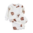 thumbnail image 2 of Cethrio Kids Boys Fleece Pajama Sets, 2-Piece Warm Flannel Outfit Set Beige Size 6-7 T, 2 of 3