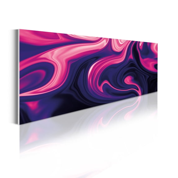 Abstract Acrylic Glass Wall Art, Modern Liquid Liner Shapes Marble Print Influences Ripples of Warm Colors, Panoramic Decor Living Room Bedroom & Dorms, 47" x 16", Indigo Pink Blush, by Ambesonne