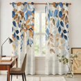 thumbnail image 4 of Orange Blue Botanical Kitchen Curtains 84 Inch Length, Weeping Fall Eucalyptus Leaves Rustic Grommet Top Bedroom Living Room Curtains, Light Filtering Cafe Curtain Drapes 2 Panels Set 84''x84'', 4 of 9