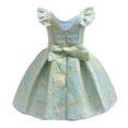 thumbnail image 2 of Little Girl Dresses Kids Toddler Oil Jacquard Fancy Flutter Sleeve Princess Dress Flower Girl Evening Gowns Dresses for Girls Blue 2 Years-3 Years, 2 of 5