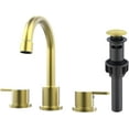 thumbnail image 2 of 304 Stainless Steel Widespread Bathroom Sink Faucet Brushed Gold 2 Handle 8 Inch 3 Hole with Pop Up Drain, 2 of 7