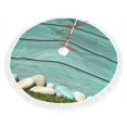 thumbnail image 2 of Christmas Tree Skirt, Wood Grain Christmas Tree Decorations Indoor, Tree Skirts Mat With Tassel Trim for Halloween New Year Holiday Christmas Party Decor 48 Inches, 2 of 7