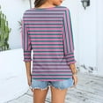 thumbnail image 4 of tarylea 3/4 Length Sleeve Tops for Women Crew Neck Striped T Shirts Casual Basic Tees Loose Fitted Shirts Blouses, 4 of 6