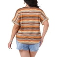 thumbnail image 3 of Agnes Orinda Women's Plus Size Boho Tops Geometric Print Batwing Sleeve V Neck Casual Blouses 1X Orange, 3 of 6