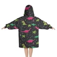 thumbnail image 2 of Colorful Dinosaurs Plants Pattern Blanket Hoodies for Kids 6-13YR Oversize Wearable Blanket Hoodies for Boys Girls Teens, 2 of 7