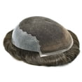 thumbnail image 4 of Lyrical Hair Mens Hair System French Lace Human Hair Thin Skin Mens Toupee Gray Brown Black Blonde Men Hair Piece #4 Medium Brown-120% Med-Light to Medium Density, 4 of 6