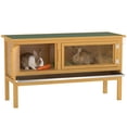 thumbnail image 1 of PawHut Wooden Rabbit Hutch, Indoor Outdoor Bunny Cage with Tray, 1 of 10