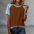 thumbnail image 4 of T Shirts For Women Brown Womens Tops Fashion Summer Neck Short Sleeve Vacation Outfits, 4 of 5