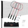 thumbnail image 1 of Red de bádminton VEVOR, ideal para exteriores, patio, playa, parque, equipo portátil, para adultos y niños con postes, bolsa de transporte, 4 raquetas de hierro y 3 volantes de nailon., 1 of 9