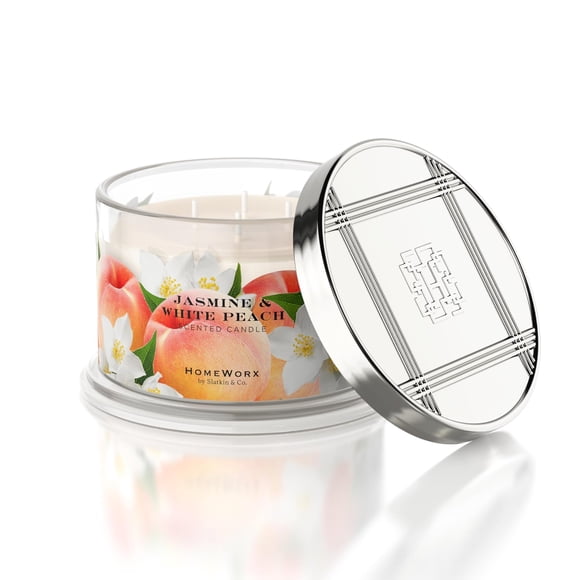 Vela Perfumada Homeworx Jasmine White Peach 18 oz 4 Mechas