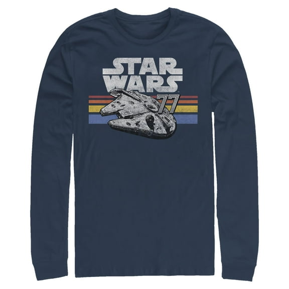 Mens Star Wars Millennium Falcon 77' Vintage Stripes Long Sleeve Shirt