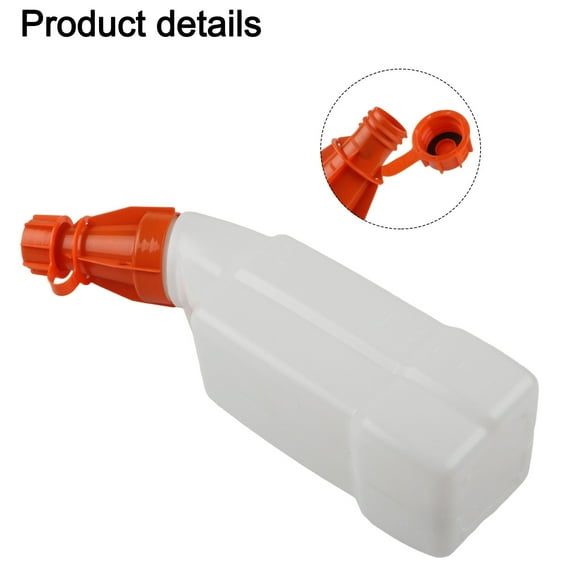 1L Fuel and Oil Mixing Bottle for 2-Stroke Garden Tools - White Plastic Measuring Container with Ratio Markings for Chainsaws, Brushcutters