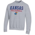 thumbnail image 2 of Men's Champion Heather Gray Kansas Jayhawks Stack Logo Volleyball Powerblend Pullover Sweatshirt, 2 of 3