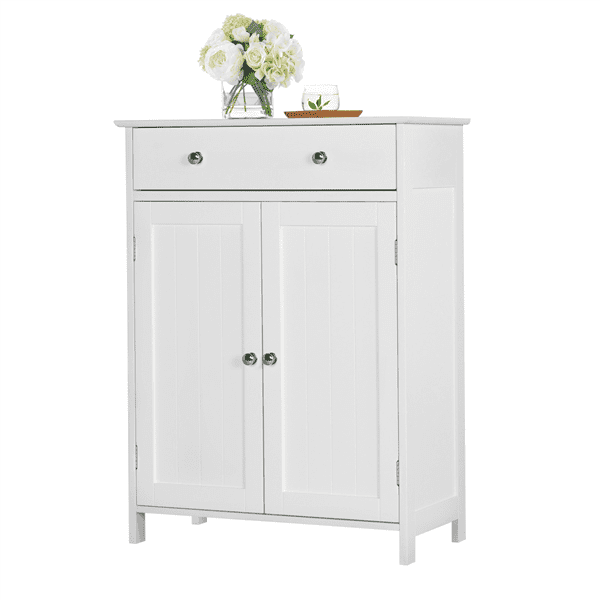 Topeakmart Free Standing Floor Cabinet Home Organizer for Bathroom White