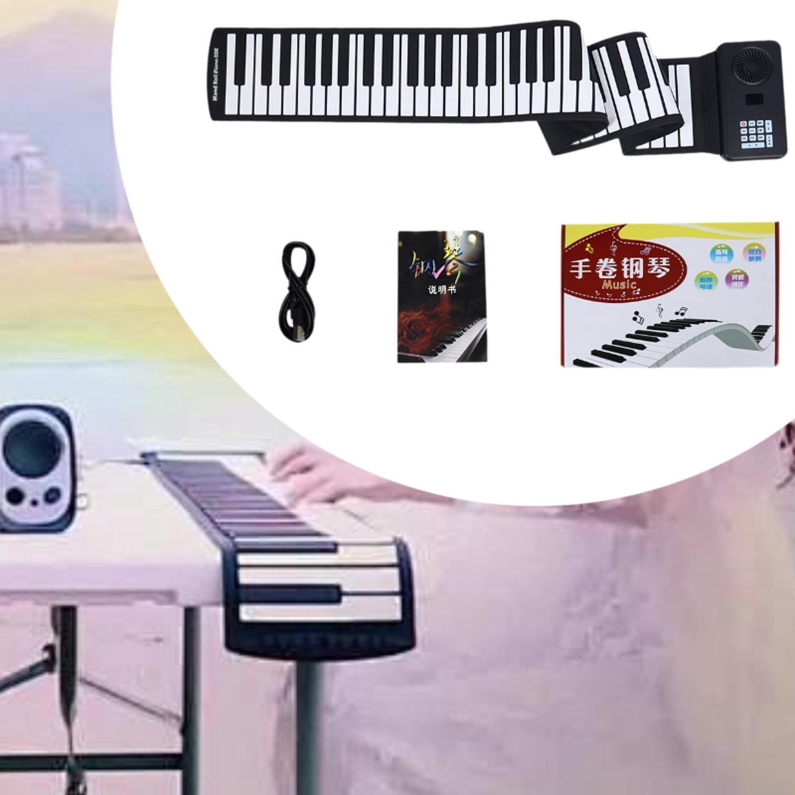 JWQFBC 88 Key Roll up Piano Electronic Hand Roll Piano Lightweight Practice 16 Rhythms,