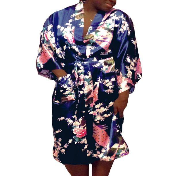 Floral Satin Womens Plus Size Robes, Sizes 20-38, Sleepwear Robe Length Walmart.com