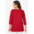 thumbnail image 2 of Jessica London Women's Plus Size Boatneck Tunic Top 3/4 Sleeve Shirt  Loose Fit, 2 of 5