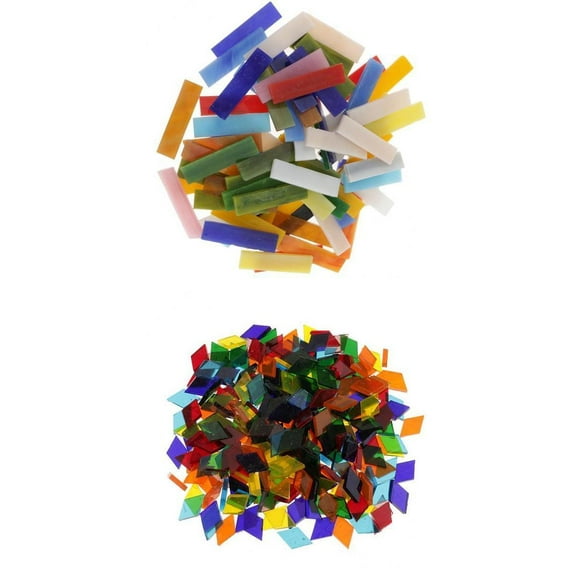 veasfak 320 Pieces Rectangle and Rhombus ShapeS Glass Mosaic Tiles Tessera for Art DIY