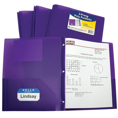UPC: 0038944339696 | C-Line Poly Portfolio Folder with Prongs  Letter  2-Pocket  Purple  Pack of 25