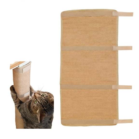 Wanfoou Natural Sisal Cat Scratching Mat, 23.6" x 11.8" Large Scratch Pad with Jute Border - Protects Furniture, Carpets & Floors from Cat Claws, Beige