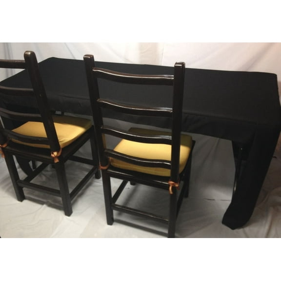 5' Fitted Polyester Tablecloth OPEN BACK Table Cover Trade show Booth DJ Black"