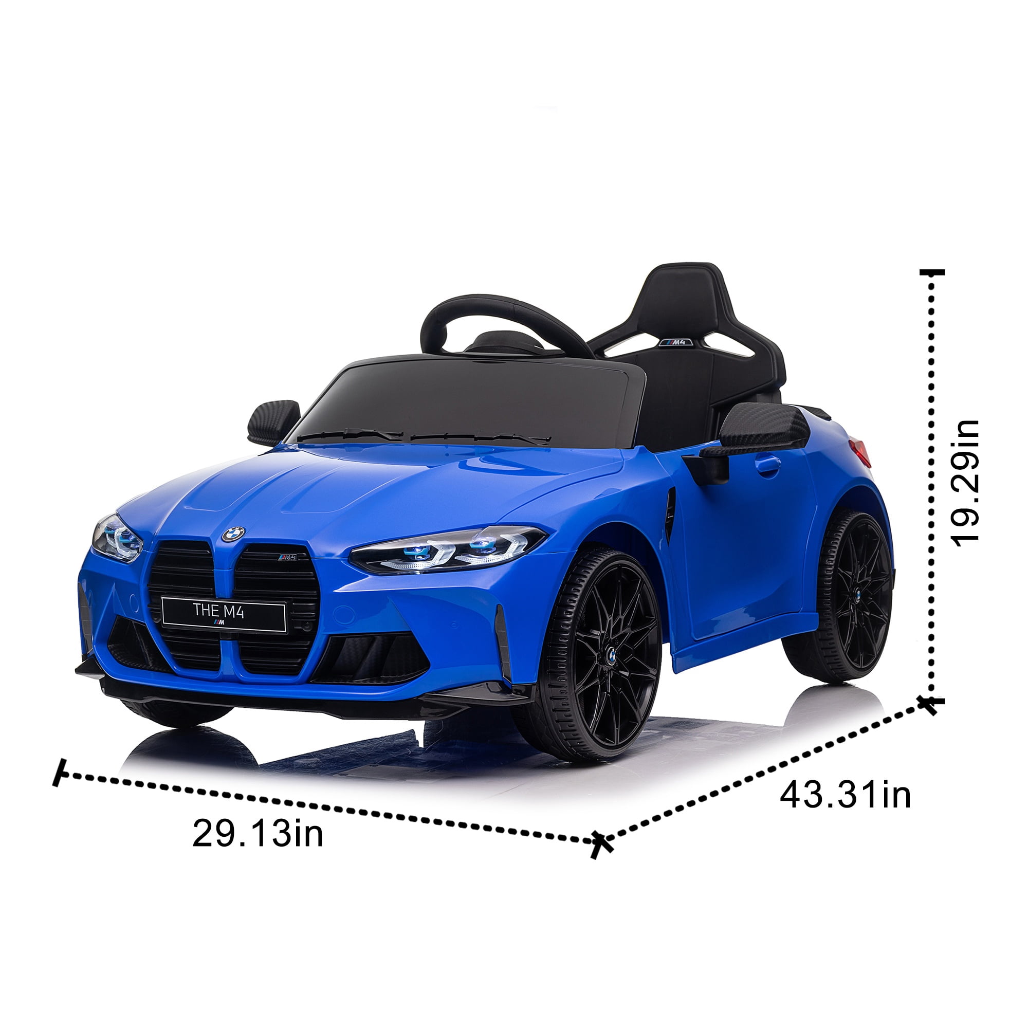 12V Electric Car for Kids, Officially Licensed BMW M4 Ride On Car with Remote Control, 3 Speeds, LED Lights, Battery Powered Cars for Kids, Ride On Toys for Boys & Girls, Blue