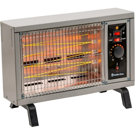 Comfort Zone Portable Radiant Space Heater, 1500W, Adjustable Thermostat