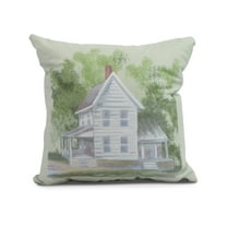 Simply Daisy, 16" x 16" Farmhouse Outdoor Pillow, Green