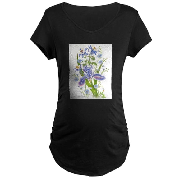 CafePress - Blue Bouquet Maternity T Shirt - Maternity Dark T-Shirt