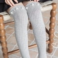 thumbnail image 5 of fnnxnal Girls School Uniform Knee High Socks Cotton Ribbed Pearl Decorated Stretchy Gray 3-13 Years,Size 3-8T, 5 of 6