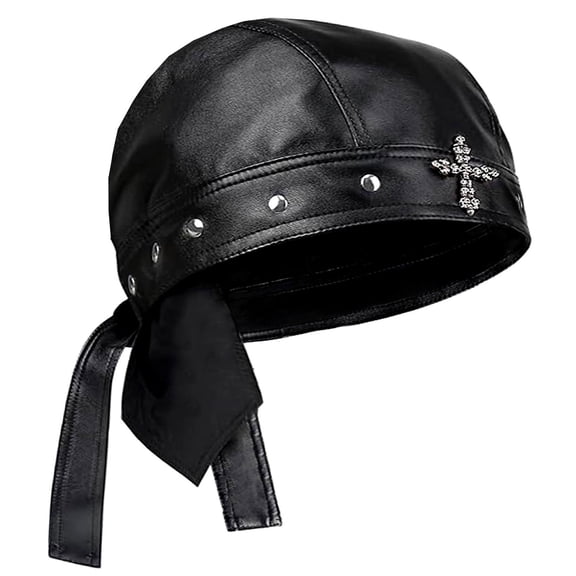 Punk Motorcycle Skull Cross Cap Biker Cap for Women/Men Adjustable,Stylish Biker Doo Rag Headwrap for Riding & Outdoor Activities
