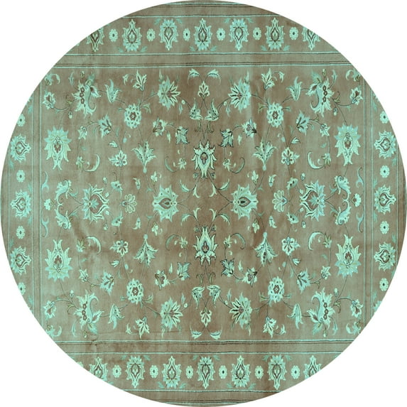 Ahgly Company Indoor Round Persian Light Blue Traditional Area Rugs, 5' Round