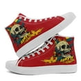 thumbnail image 6 of Coolcustomize Men's Punk Rock Sneakers, Army of Skulls Gothic Shoes with Lace-Up, High-top Edgy Streetwear Boots for Concerts - Bold Red & Black Colorway - Concert Footwear, Alternative Urban Fashion, 6 of 10