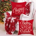 thumbnail image 3 of Merry Christmas Happy Winter Snowflakes Let It Snow Deer Linen Decorative Throw Pillow Cover Baby It's Cold Outside Cushion Cases for Sofa Farmhouse Couch Square 18inch,16inch,20inch,Pack of 4, 3 of 7