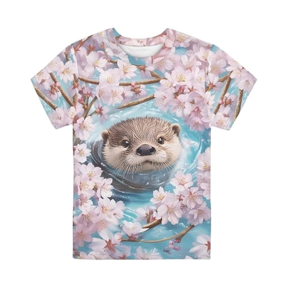 Kiijoy Toddler Girls Short Sleeve Graphic T Shirt Cute Crewneck T-Shirt, Pink, Sizes 3-4