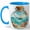 Blue, variant on Ocean in a Bottle Coffee Mug, Sailboat Seashell Coastal Beach Fantasy Design, 11 oz Ceramic Cup