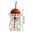 thumbnail image 3 of Mouse Shaped Glass Straw Cup with Red Hat, Transparent Christmas Drinkware, Festive Holiday Gift for Kids, 3 of 6