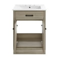 thumbnail image 3 of Burdon 24 in. Brown Oak Bathroom Vanity With White, 3-Hole Ceramic Sink Top, 3 of 7
