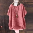 thumbnail image 5 of WOYY Girls Breathable Linen Shirt Loose Fit Short Sleeve Round Neck T-Shirt, Sizes 2-16, 5 of 6