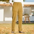 thumbnail image 4 of Dyfzdhu Corduroy Pants for Women Plus Size Trendy Solid Elastic High Waist Striped Straight Leg Casual Pants Khaki, 4 of 4