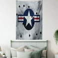 thumbnail image 4 of Airplane Tapestry, Star on Round Circle with Stripes with Grunge Effect Backdrop Aircraft, Wall Hanging for Bedroom Living Room Dorm Decor, 40W X 60L Inches, Red Grey Blue White, by Ambesonne, 4 of 5