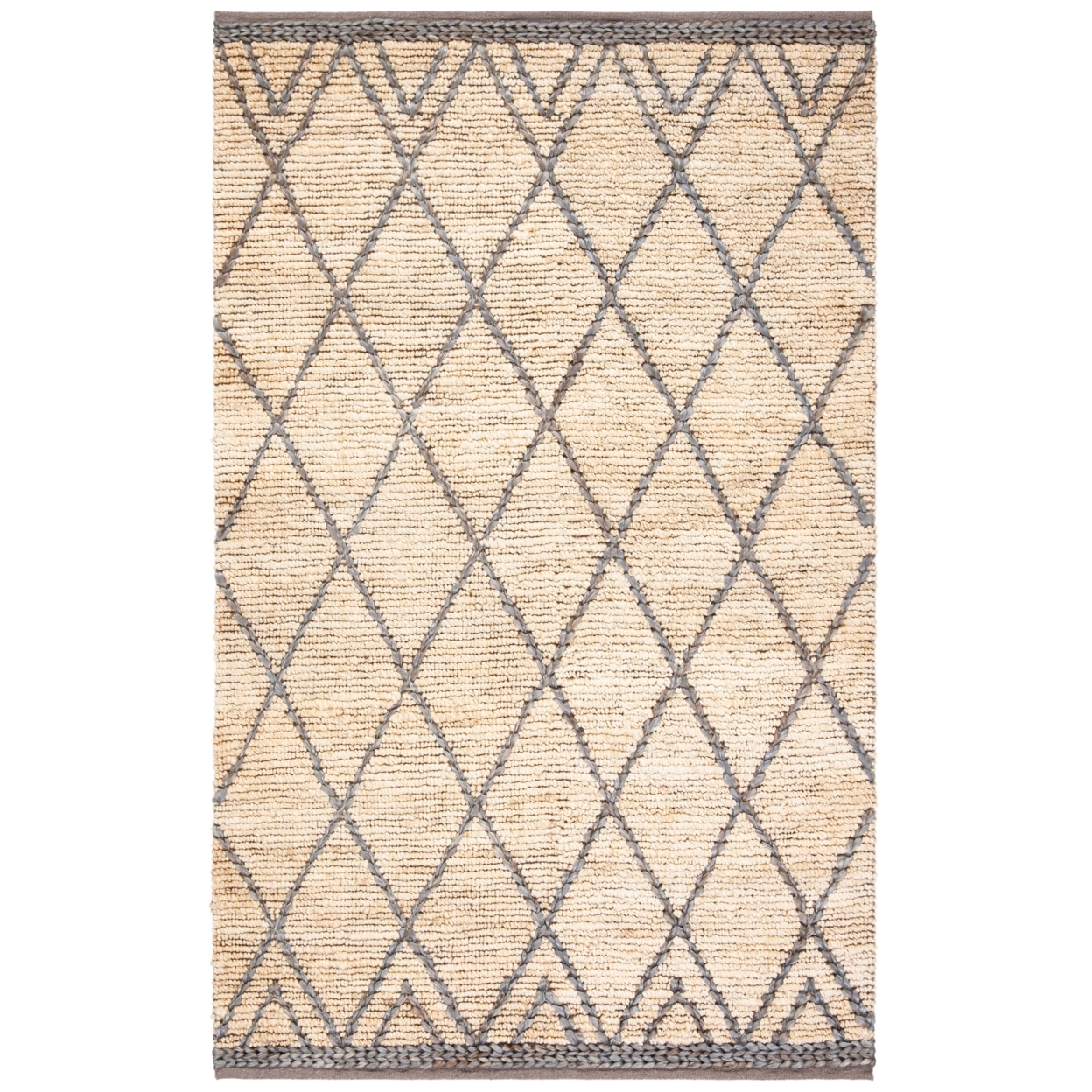 SAFAVIEH Natural Fiber Comhgham Geometric Area Rug, Natural/Grey, 5' x 8'