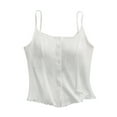 thumbnail image 2 of Fanxing Cotton Tank Top for Women V Neck Seamless Ribbed Crop Camisoles White,S, 2 of 6