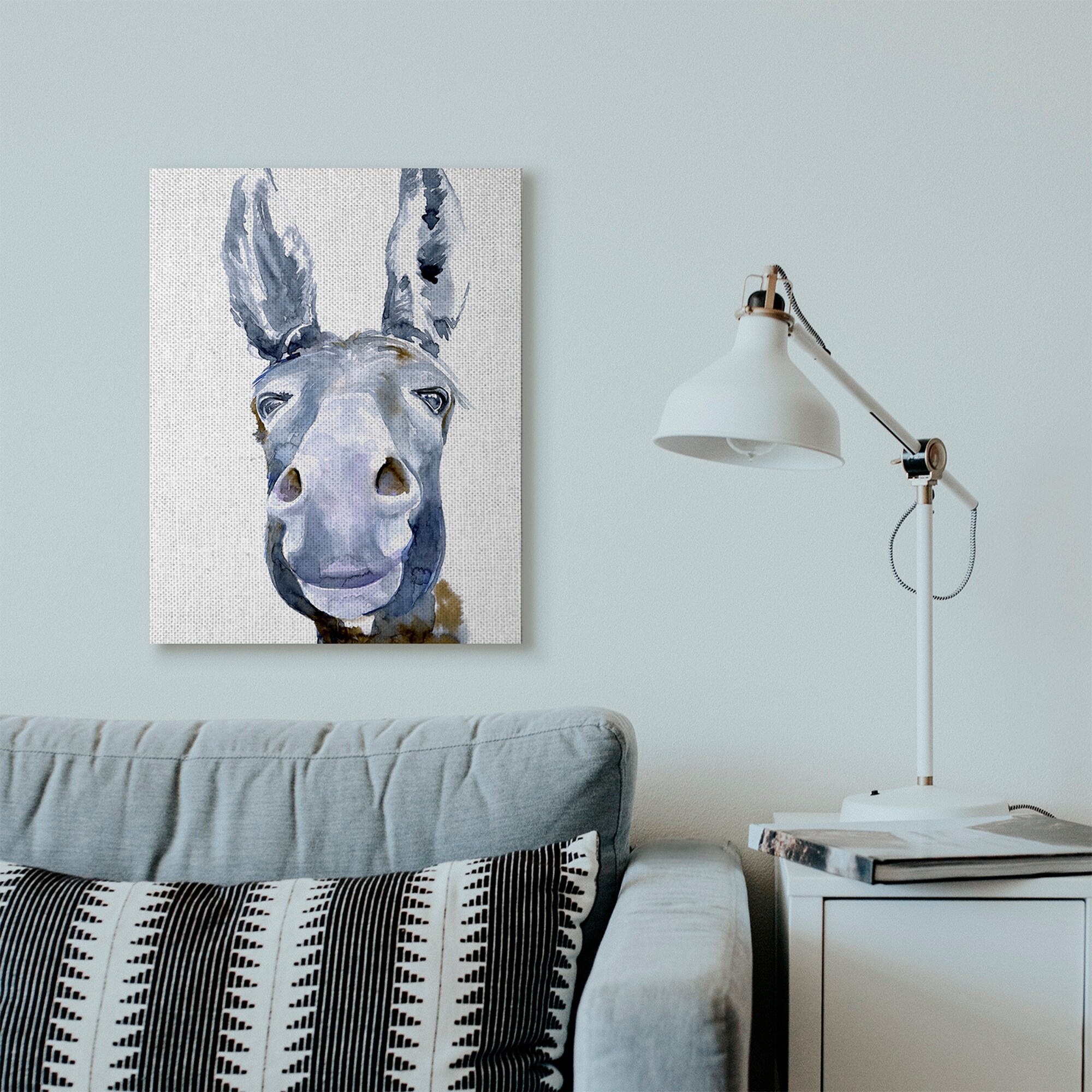 Stupell Industries Donkey Portrait Blue Brown Animal Watercolor Painting Canvas Wall Art, 36 x 48, byJennifer Paxton Parker
