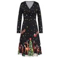 thumbnail image 3 of Vestido con estampado navideño Vestido de cintura alta Mujer Casual Ropa de club de Navidad Kuymtek Negro T L para Mujer, 3 of 9