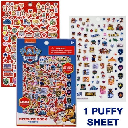 Paw Patrol 4 Sheet Sticker Book with Puffy Stickers, 300+ Stickers