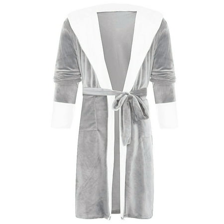 IDALL Robes for Women Nightgowns for Women Robe Plush Long Lengthened Robe Sleeved Coat Clothes Bathrobe Home Shawl Sleepwear Pajamas Women s Lingerie  Sleep & Lounge Grey 4XL