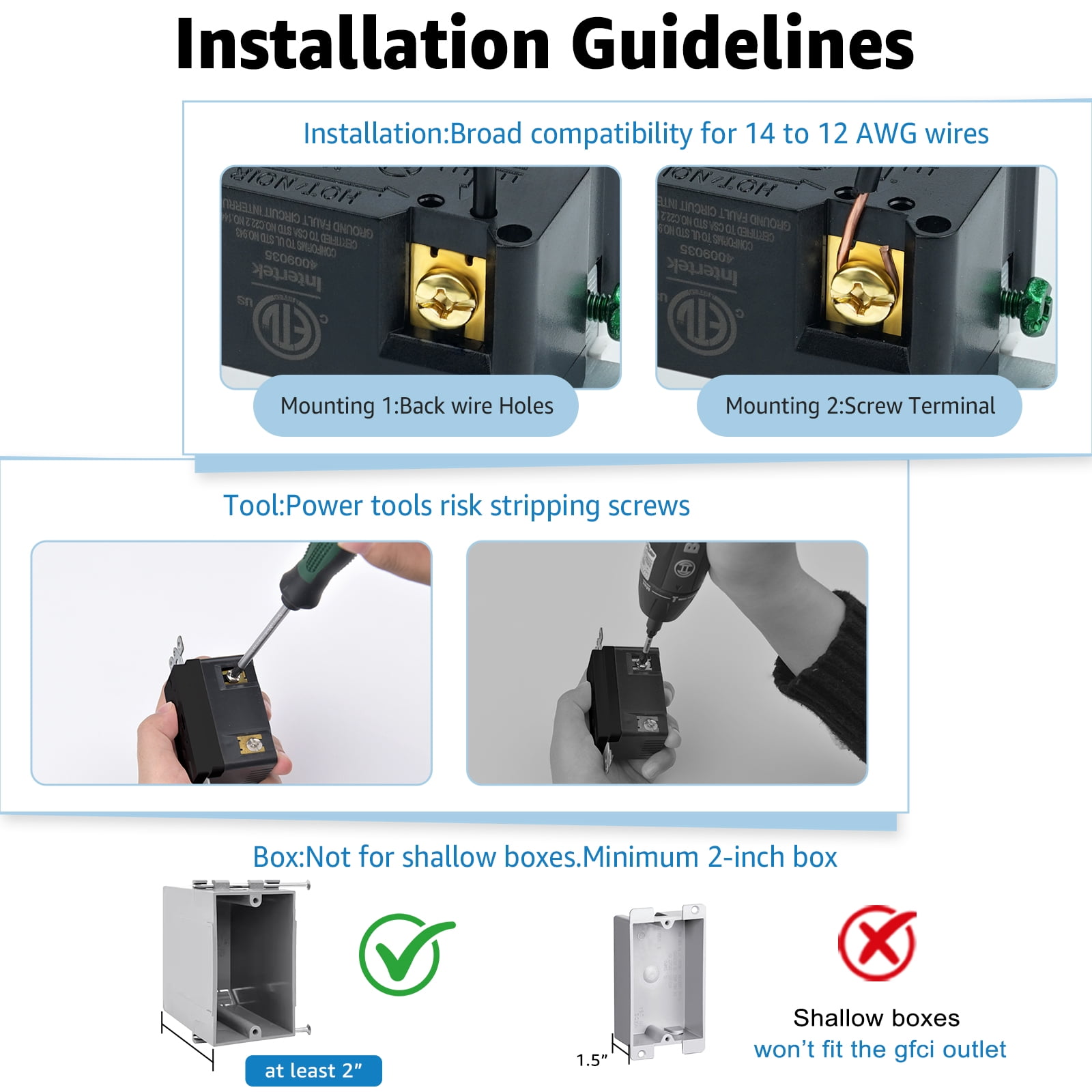 Black GFCI Outlet 20Amp 9PK,Nineleaf Black Outlets Receptacles,GFI Electrical Outlet with LED Indicator,Weather Resistant WR,Ground Fault Circuit Interrupters,120V,Wall Plates and Screws Included,ETL